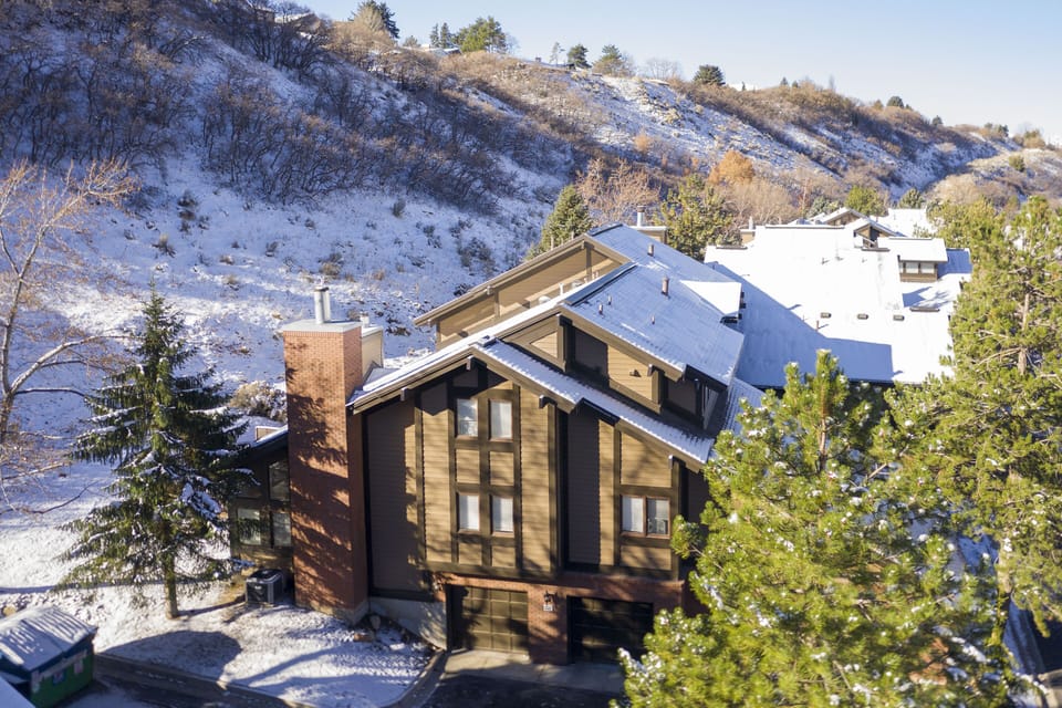 Drone view of our building Nov 2020. Further away from busy Wasatch Blvd.