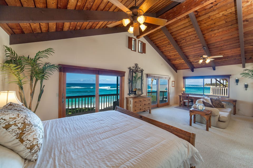 Private Master Suite with Direct 180' Ocean Views of Sunset and Outside Balcony
