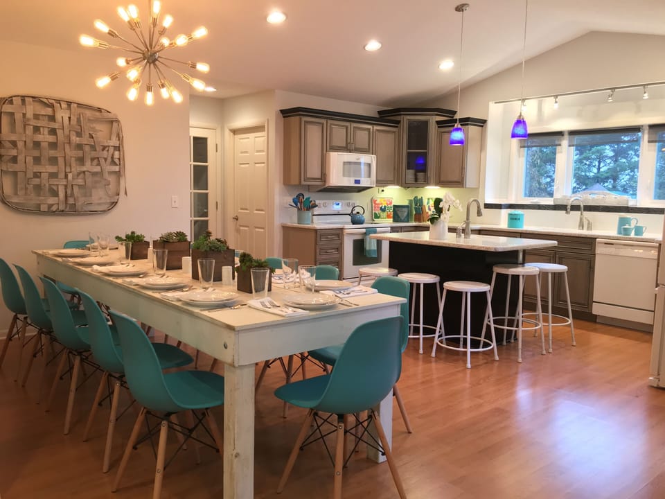 KITCHEN:open to living room, dining room, pantry & outdoor dining deck. Seats 12