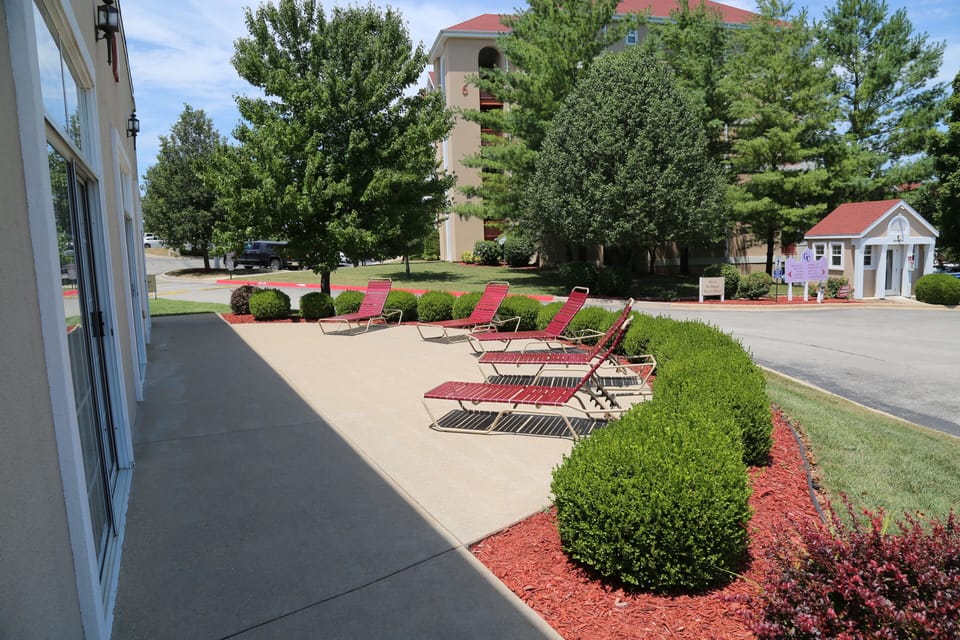 Great patio areas outside of pool