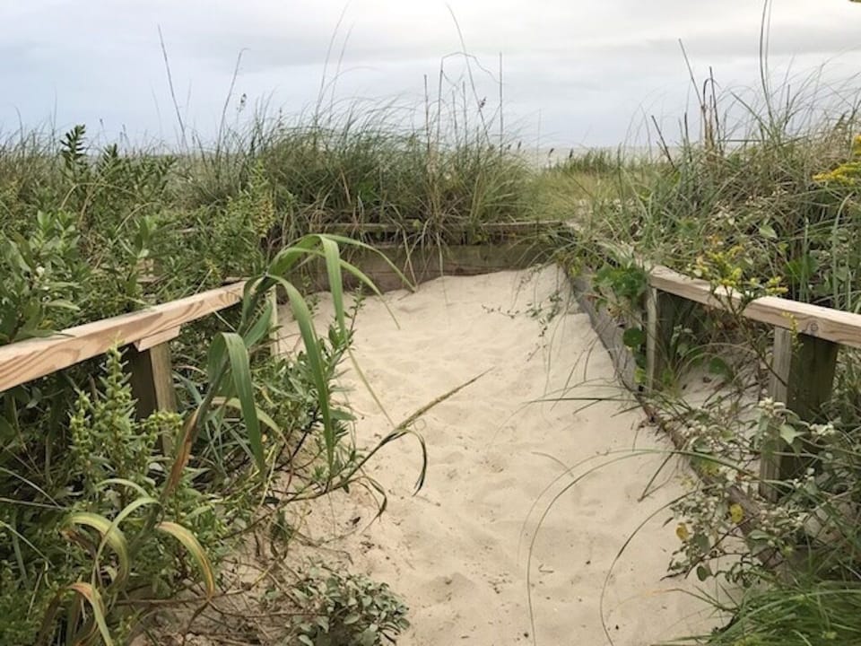 One of the many beach access points on Oak Island