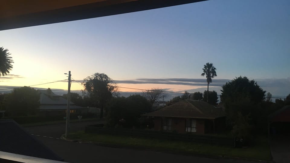 View from upstairs balcony sitting area.