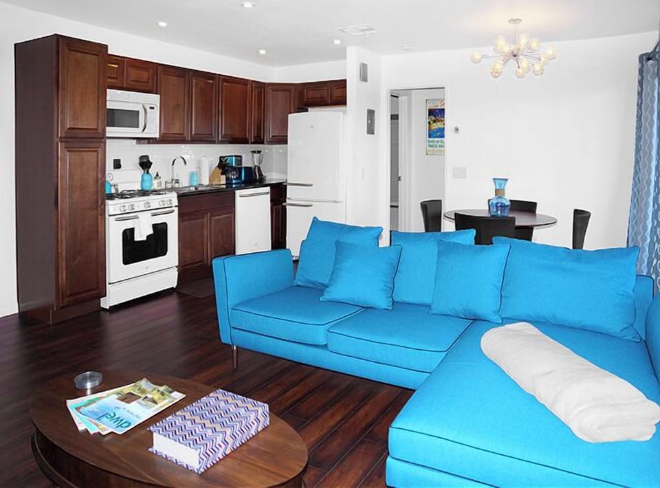 Living Room, Kitchen and Dining Room are open