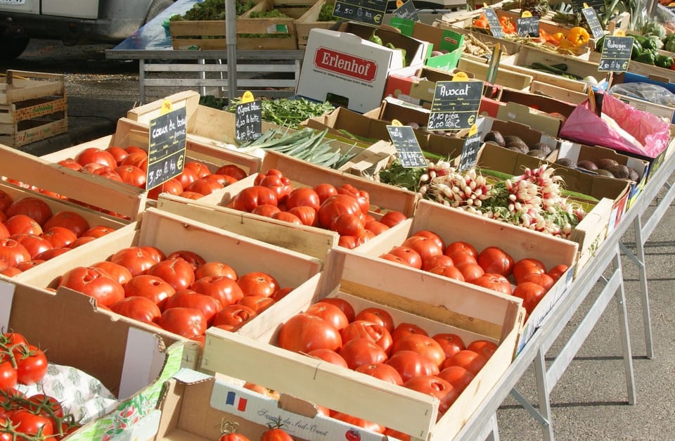Produce for sale at the local market in Montaigu every Saturday morning