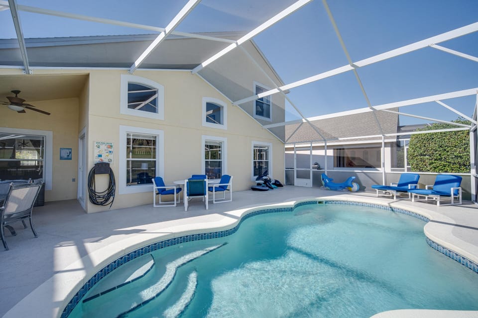 Pool deck with loungers