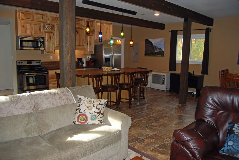 The chef will never be left out with an island and seating area nearby.
