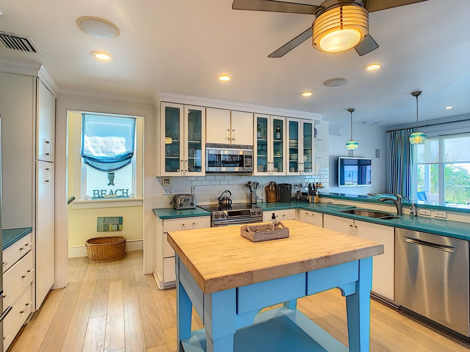 Kitchen with butch block island