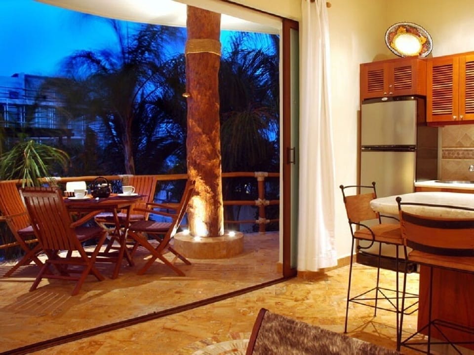 Large private balcony off kitchen and living room
