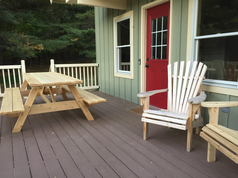 Picnic table on deck.