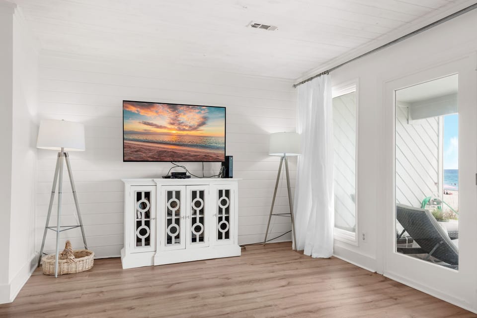 Enjoy a movie on the flat screen TV
