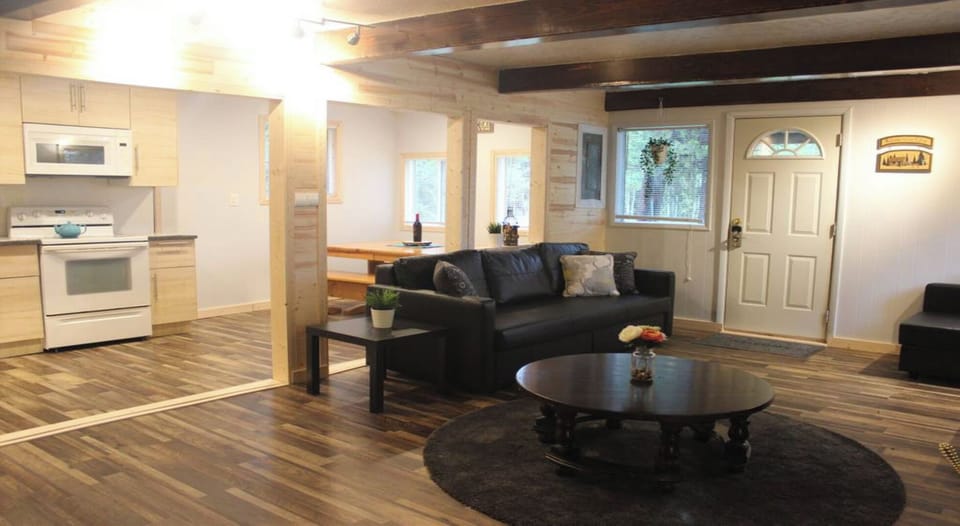 Large open floor plan, the living room opens onto the kitchen.