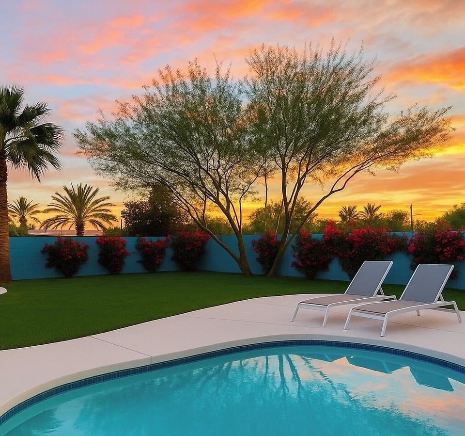 An Arizona Sunset captured from our beautiful resort like yard