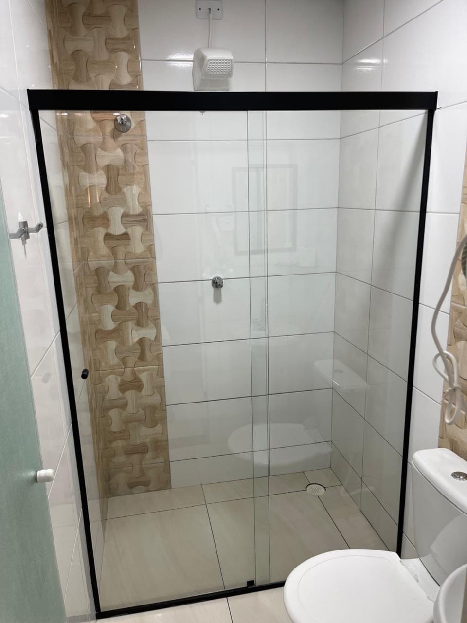 Shower, slippers, towels