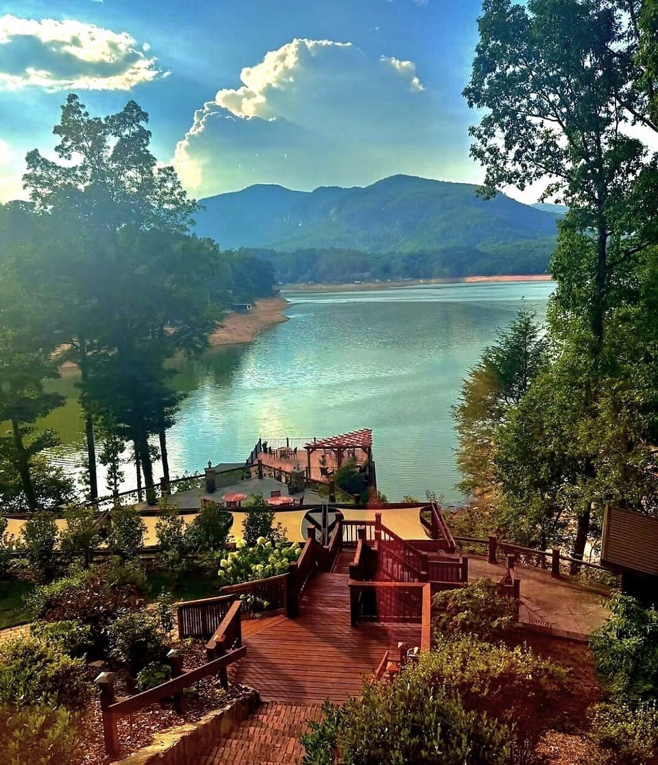 While the lake, Lake Lure, remains closed for boating,its still a beautiful site