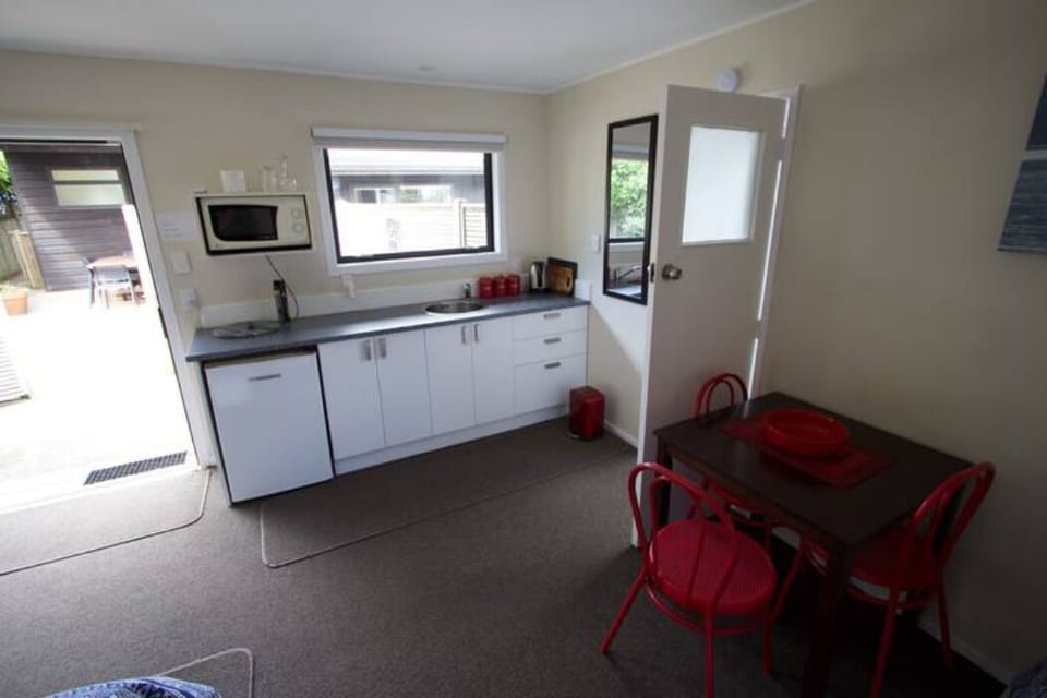 Studio is self contained with its own bathroom also. 