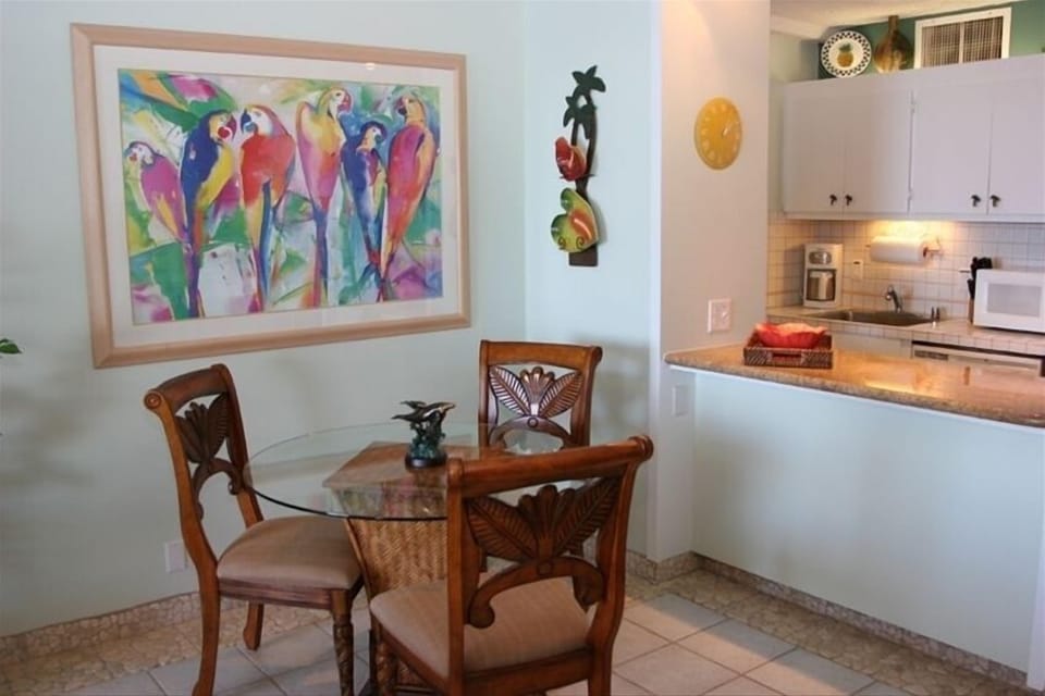 Soft tropical colors and decor welcome you after a day's activities.
