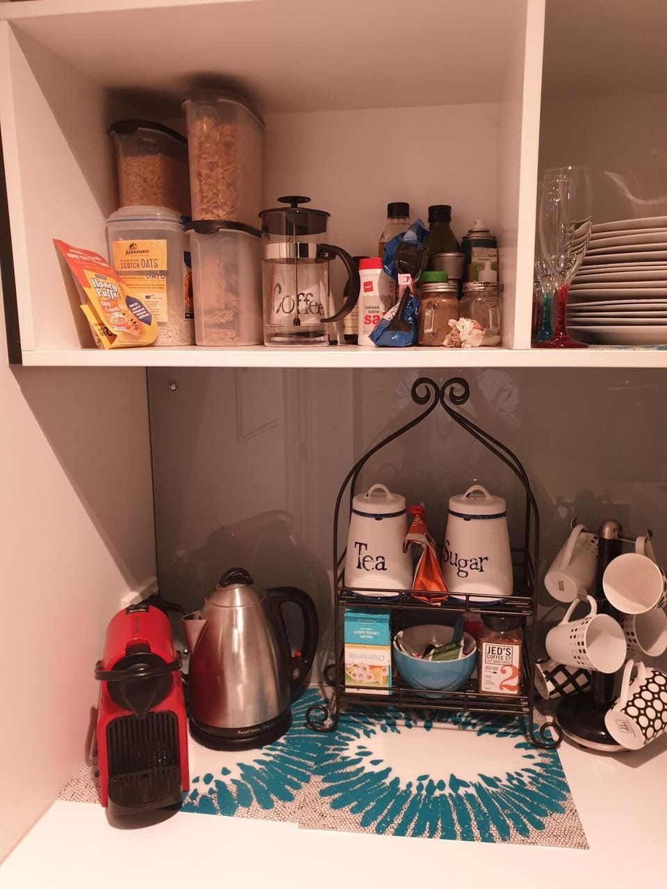 Kitchen with essentials & some breakfast & cooking items