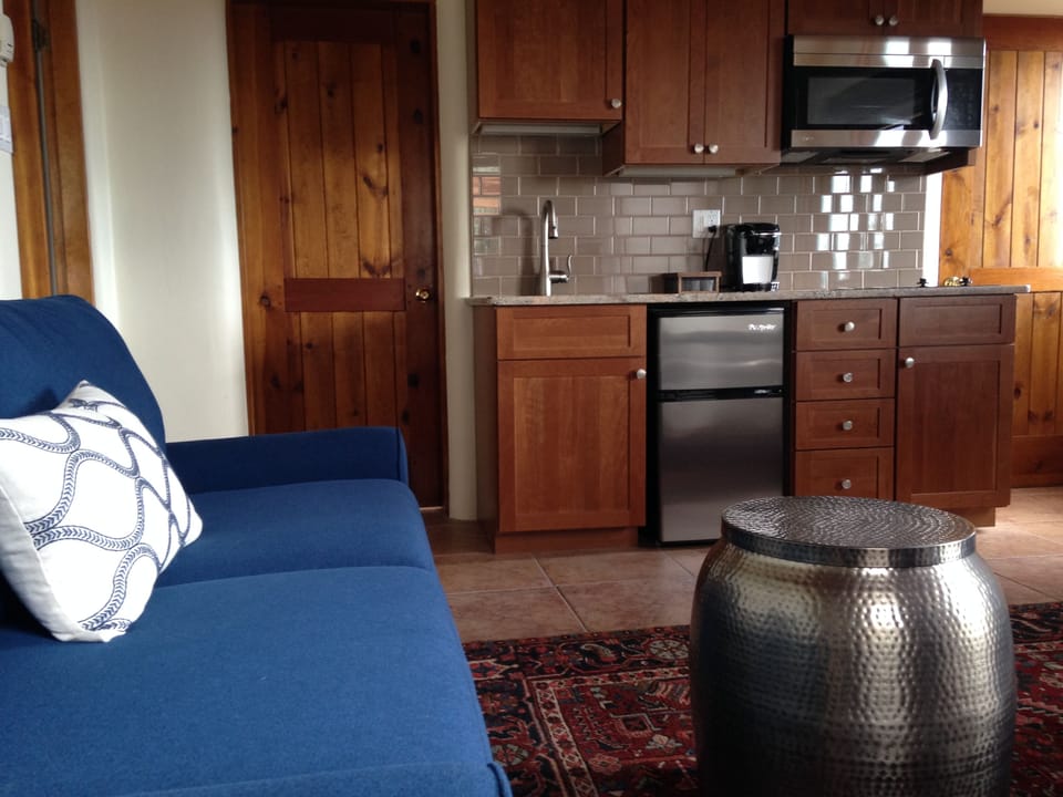 Queen Sleeper Sofa. 
Brand New Kitchenette stocked with all the needed amenitie