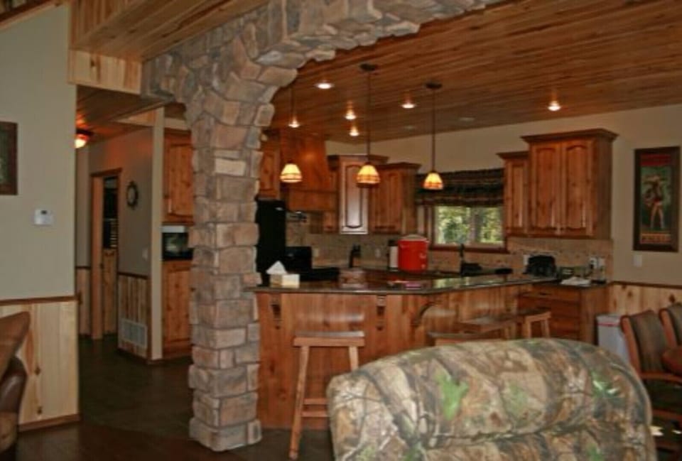 View from living room into kitchen