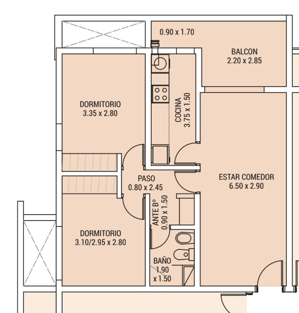 Standard Apartment, 2 Bedrooms, Non Smoking, City View | Floor plan