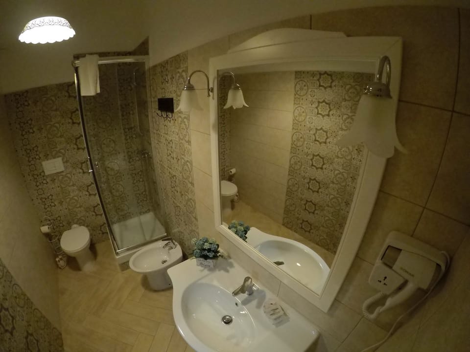 Classic Room, Multiple Beds, Terrace, Pool View (104) | Bathroom | Shower, rainfall showerhead, hair dryer, bidet
