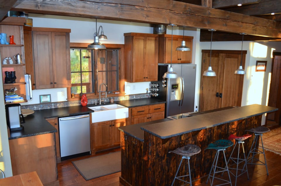 Make a gourmet meal or just strong Montana coffee in this well-equipped kitchen.