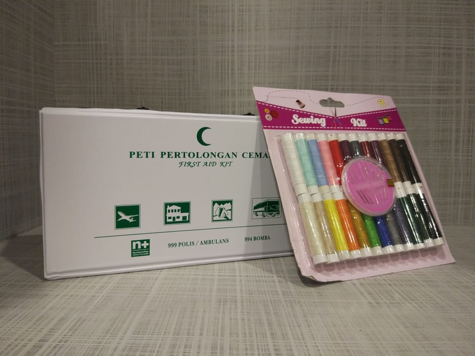 first aid kit and sewing kit are provided