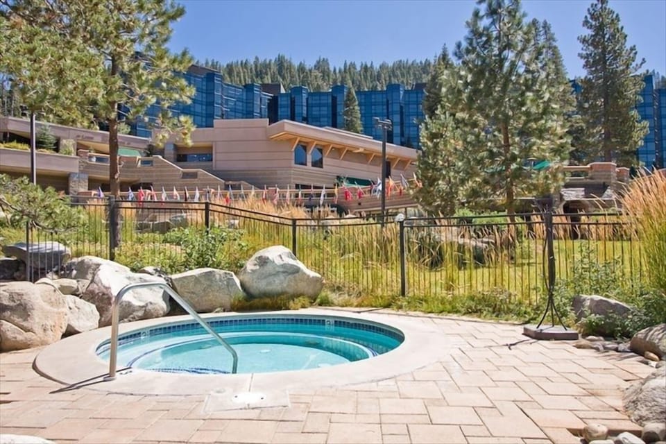 One of 3 year round hot tubs. Relax and soak after a day of skiing.