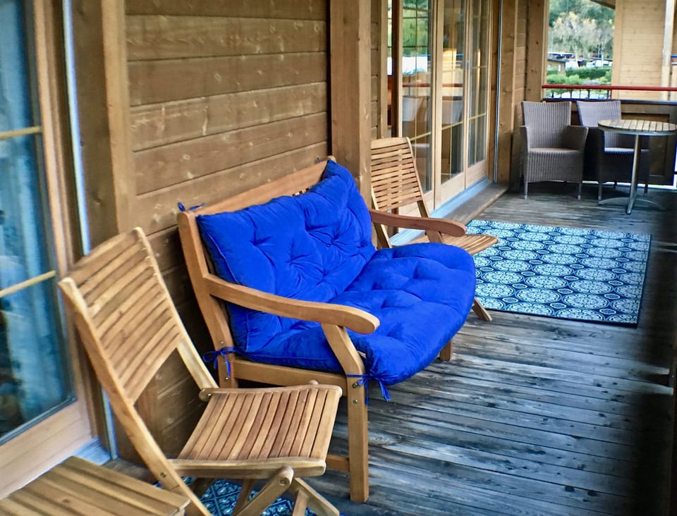 Large balcony with plenty of seating