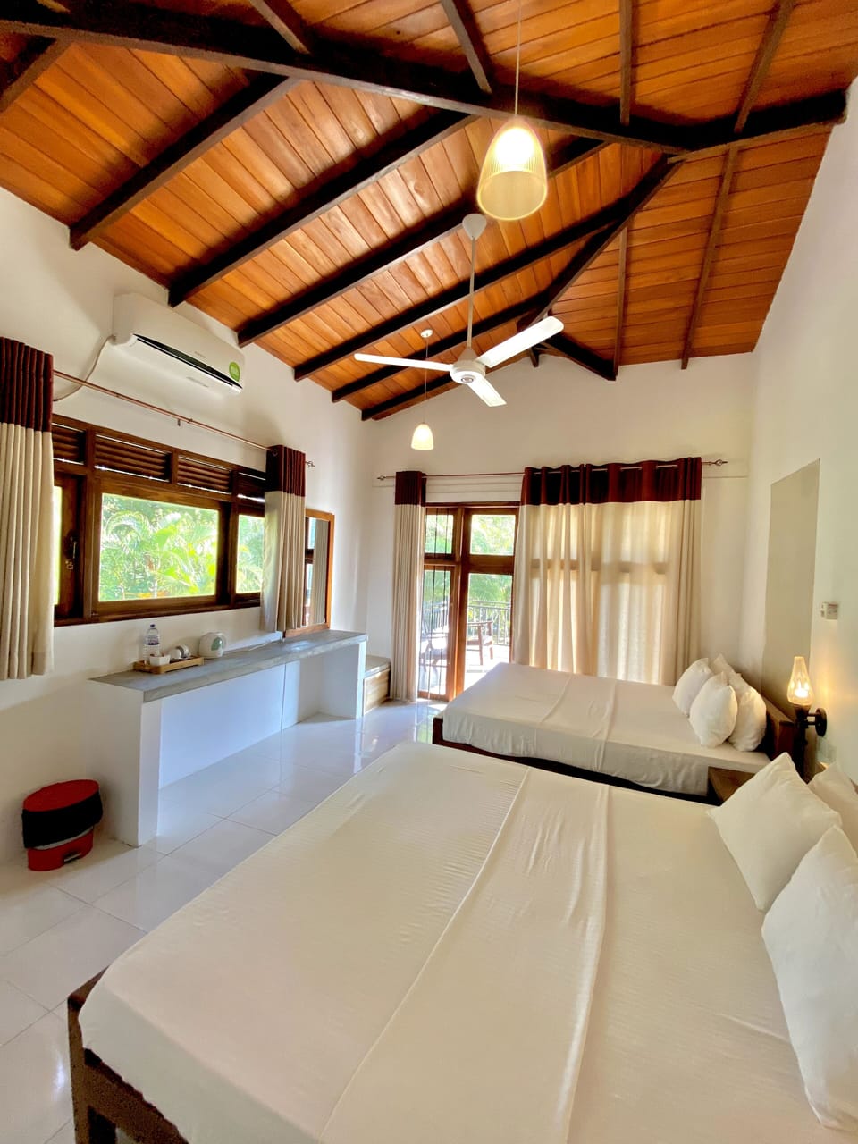 Deluxe Quadruple Room, Multiple Beds, Garden View | Egyptian cotton sheets, premium bedding, individually decorated, desk