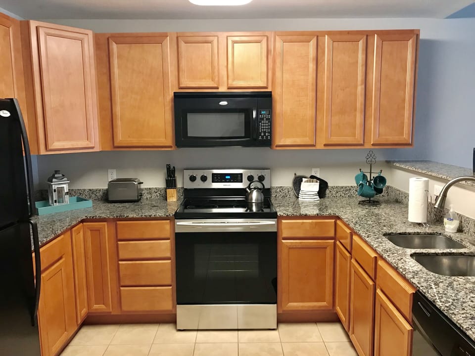 Our kitchen, full of cooking supplies.