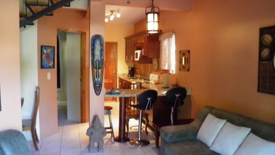 living area, looking toward kitchen