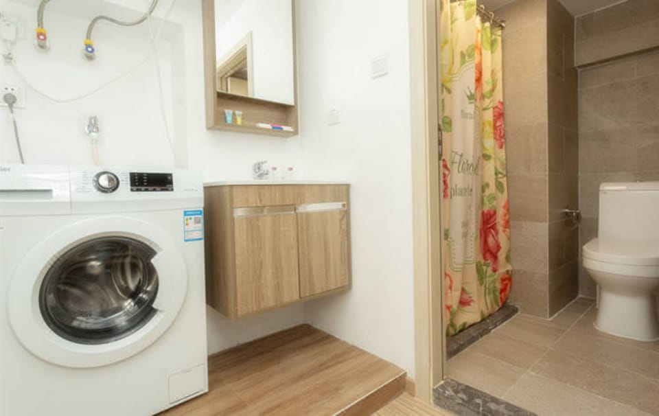 Shower, hair dryer, slippers