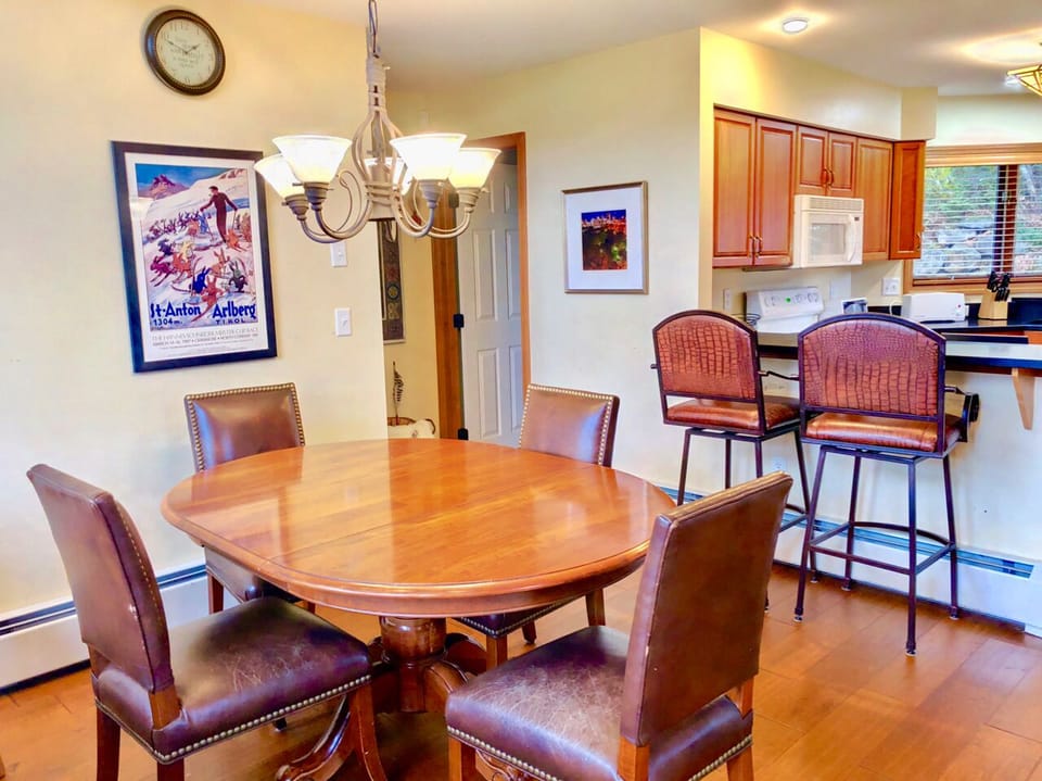 View of the kitchen from the dining area.