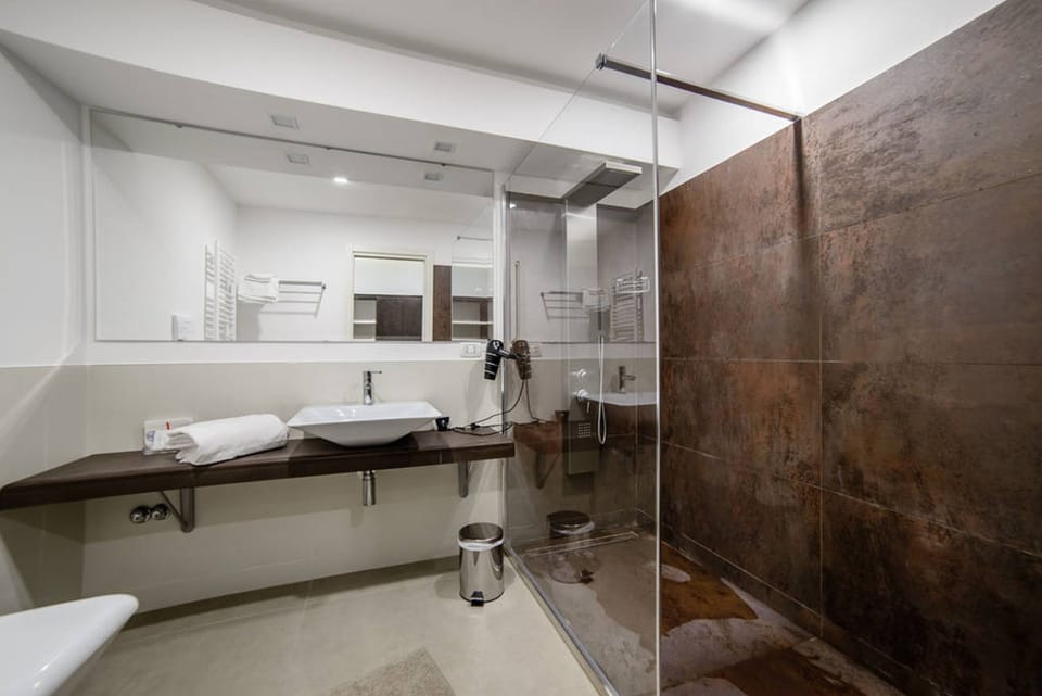 Junior Suite | Bathroom | Shower, rainfall showerhead, free toiletries, hair dryer