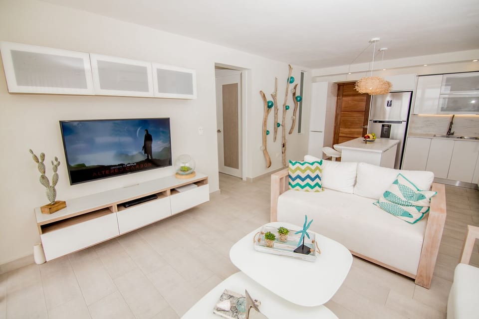 There's a 55" Smart TV in the downstairs living room for your enjoyment