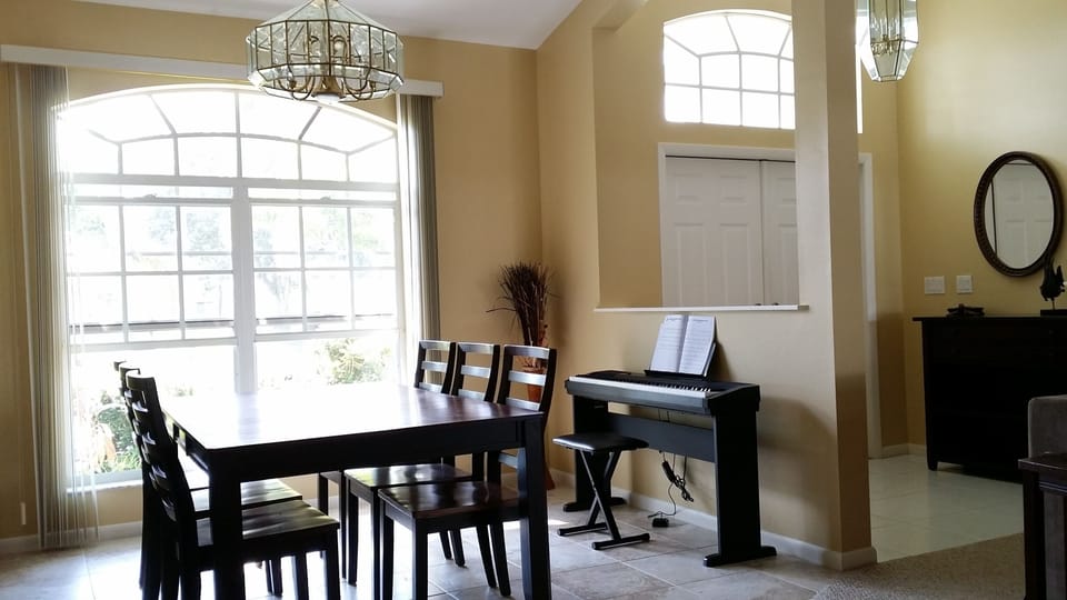 the entry and dining area