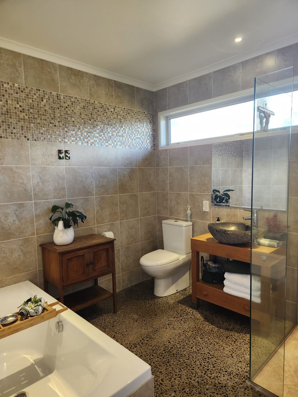 Deep bath for a good soak with underfloor heating