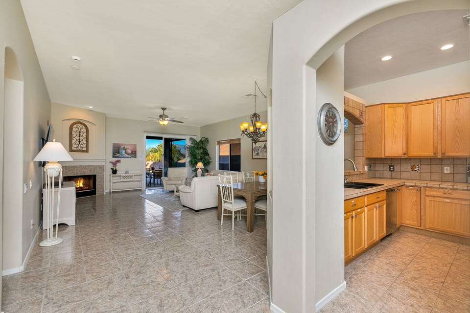 Foyer into living and dining area.
