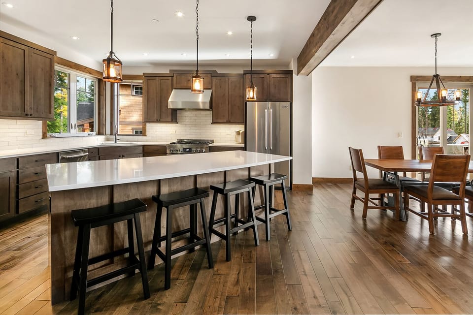 Expansive gourmet kitchen. Seats 12. 