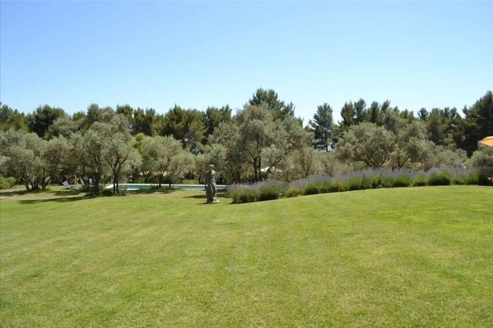 the view from the cottage towards the pool