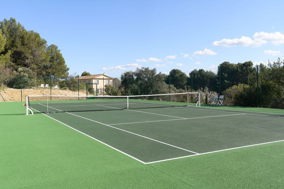 the recently built tennis court