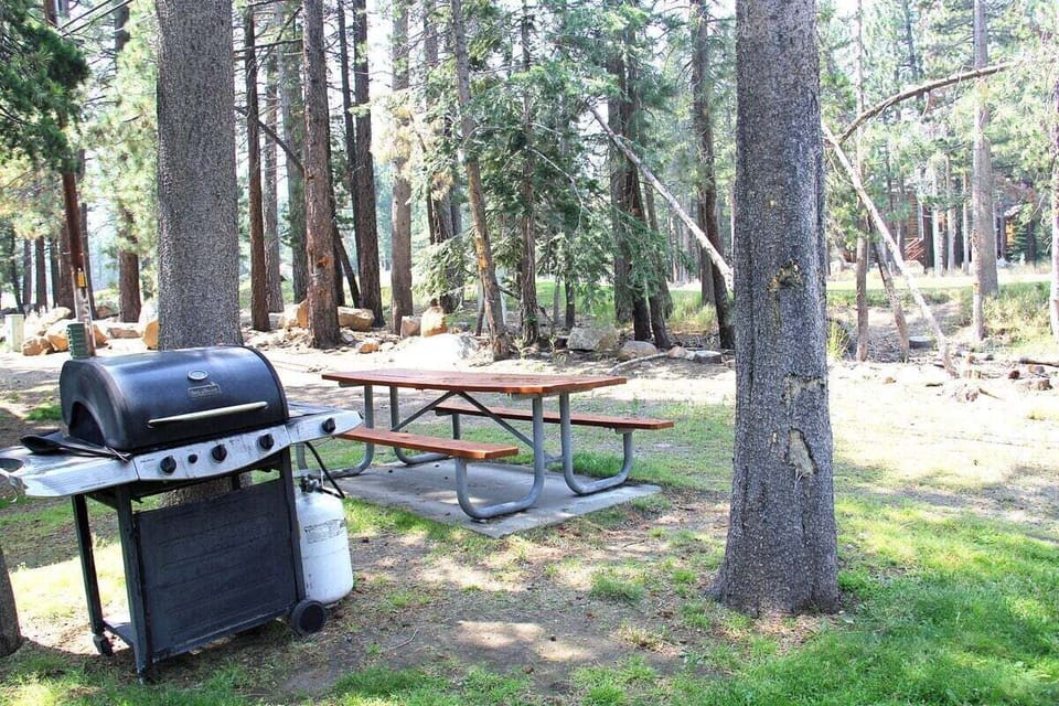 Mammoth Lakes Rental Sunshine Village Wooded BBQ Area Next to Golf Course