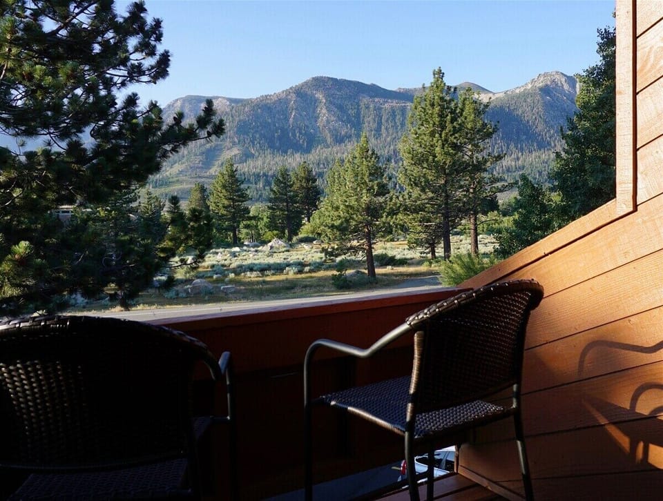 Mammoth Lodging Sunrise 1- Summer View of the Sherwin Mountians from the Deck