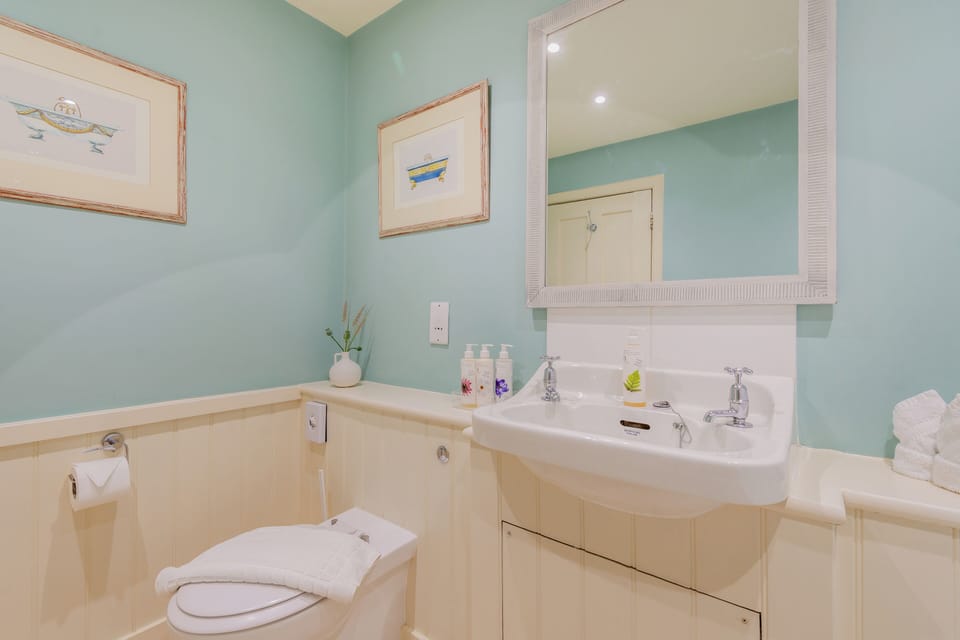 Combined shower/tub, free toiletries, hair dryer, towels