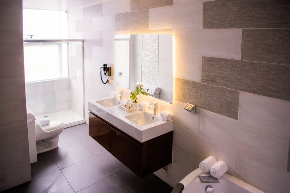 Deluxe Suite, Non Smoking | Bathroom | Shower, rainfall showerhead, free toiletries, hair dryer
