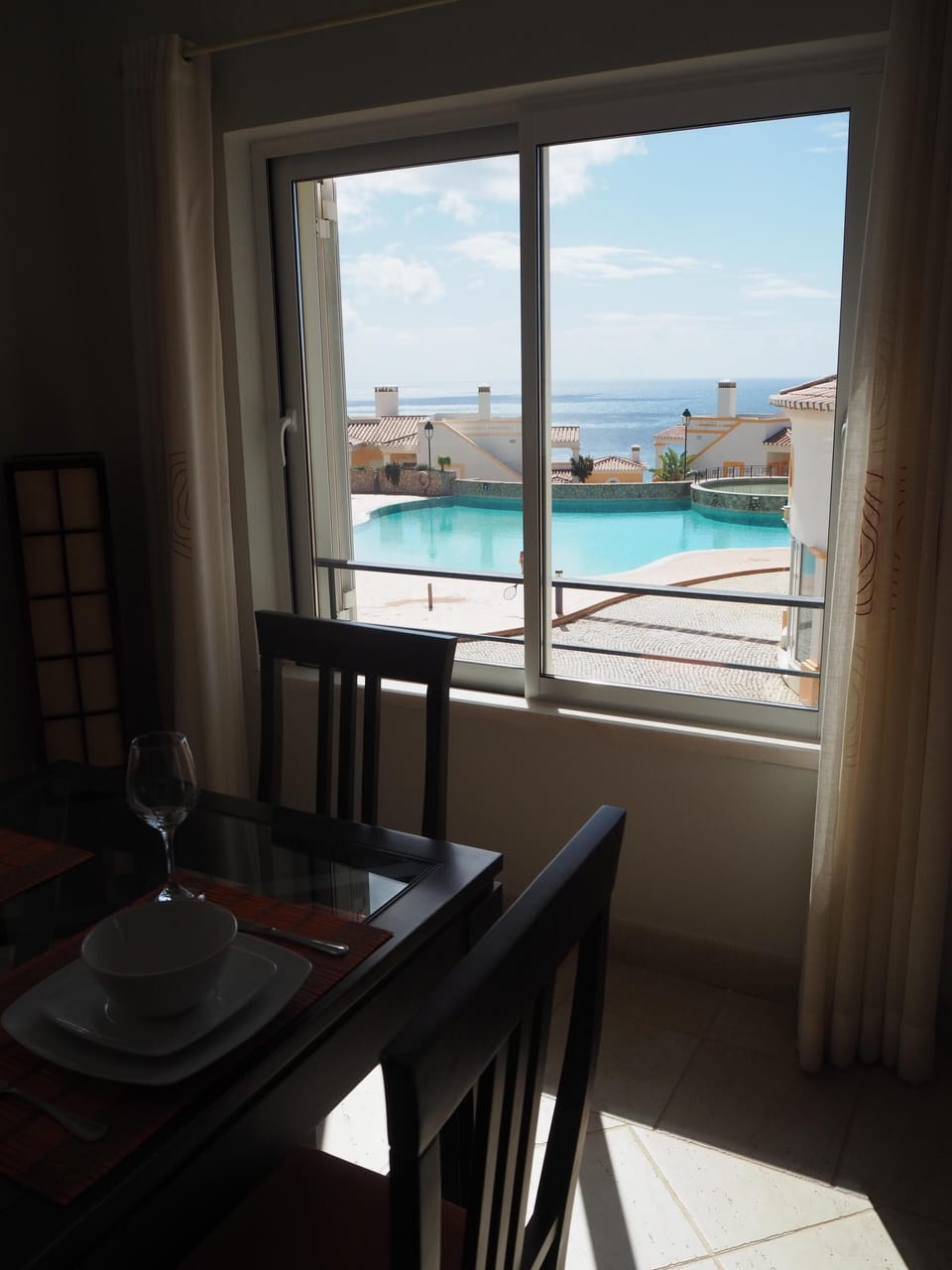View of the pool from the dining area
