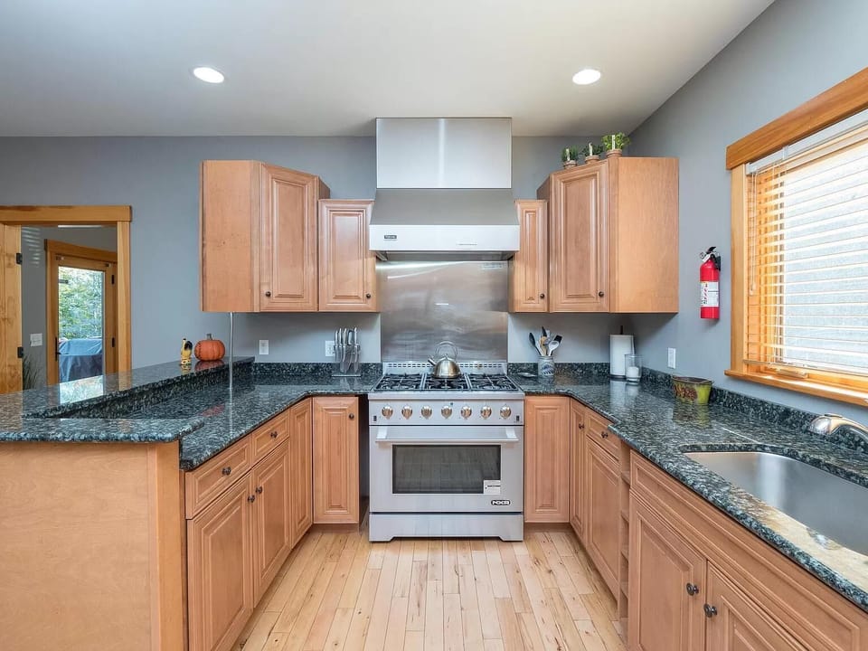 Kitchen with commercial kitchen range