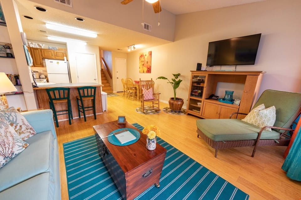 Large, flat screen TV and ROKU
