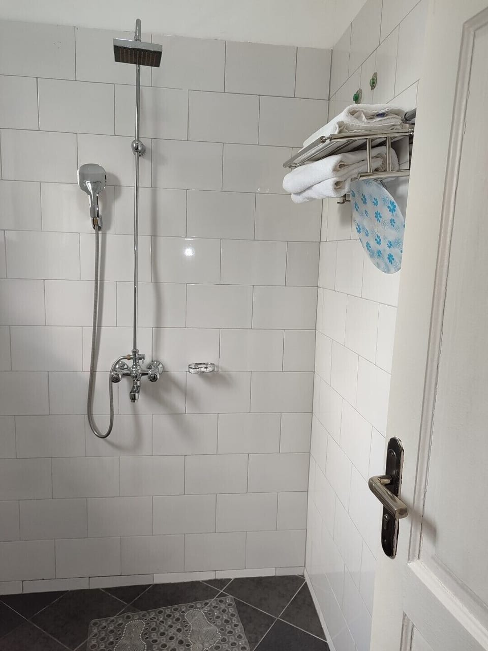 Shower, slippers, towels